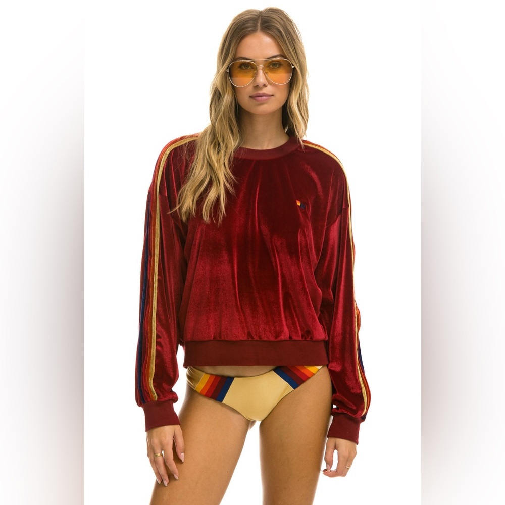 Aviator Nation Classic Velvet Relaxed Sweatshirt Purple!